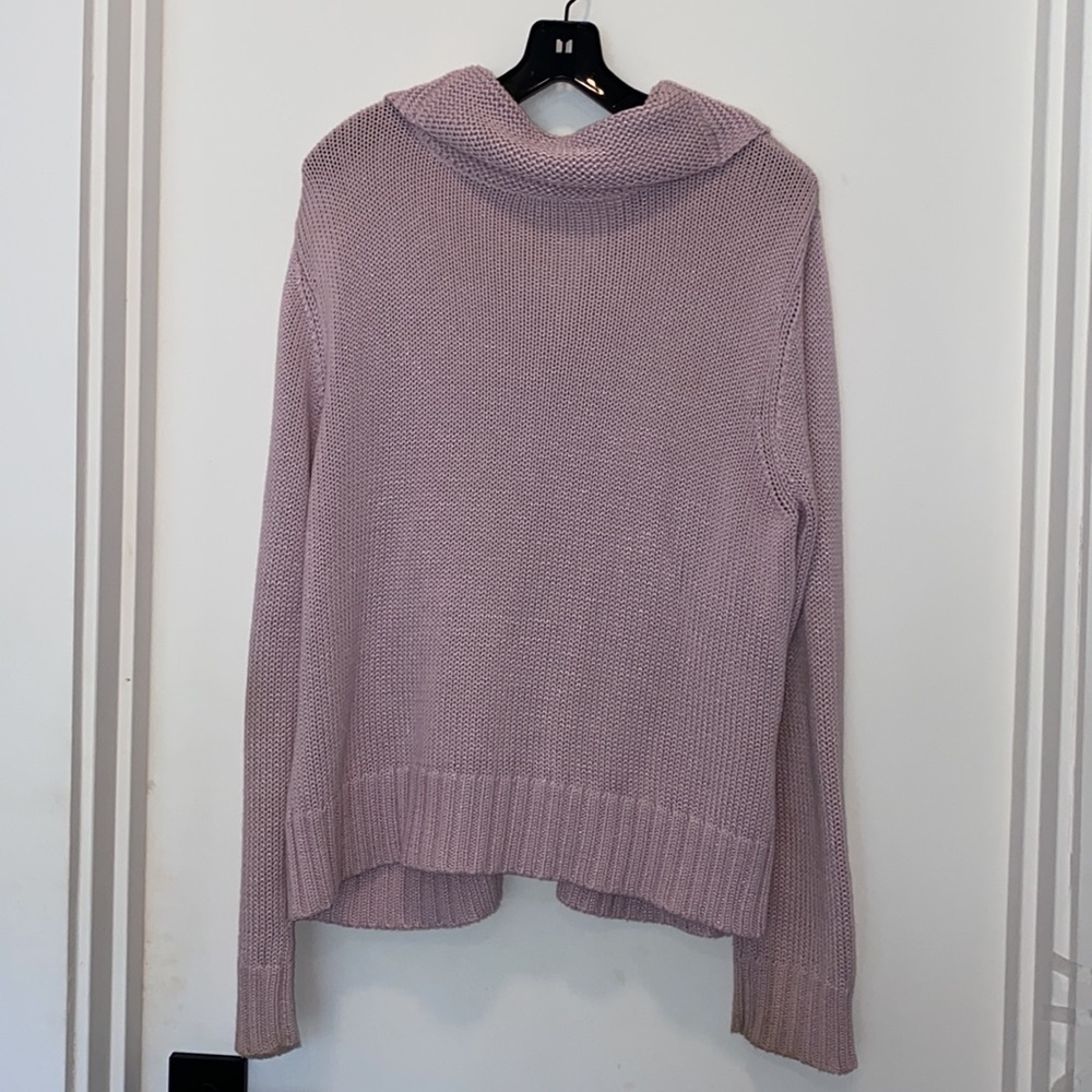 J. Jill lavender knit cowl neck button up sweater Large - Picture 6 of 6